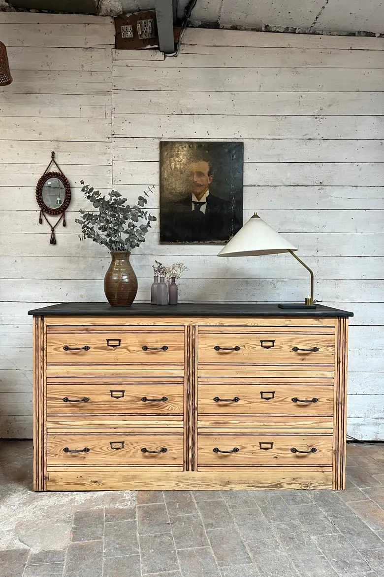 Ancien meuble à tiroirs en sapin Début XXème