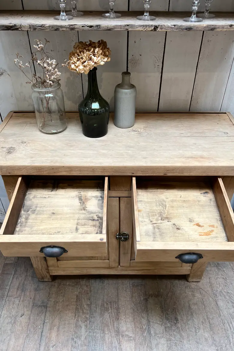 Ancien meuble billot en bois Années 60
