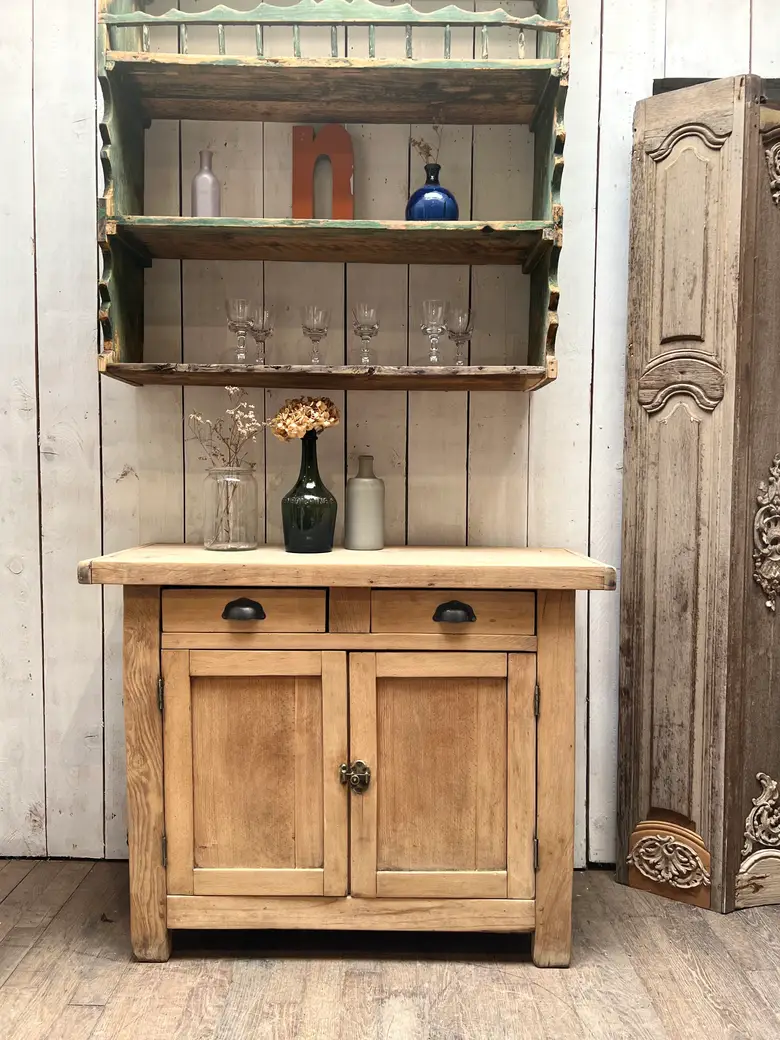Ancien meuble billot en bois Années 60