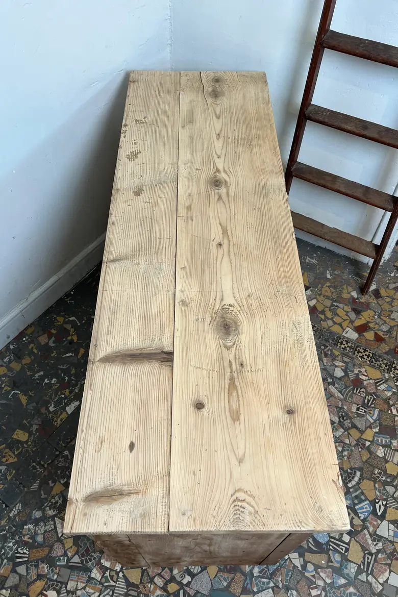 Ancien meuble d’atelier à clapets en chêne – Années 50