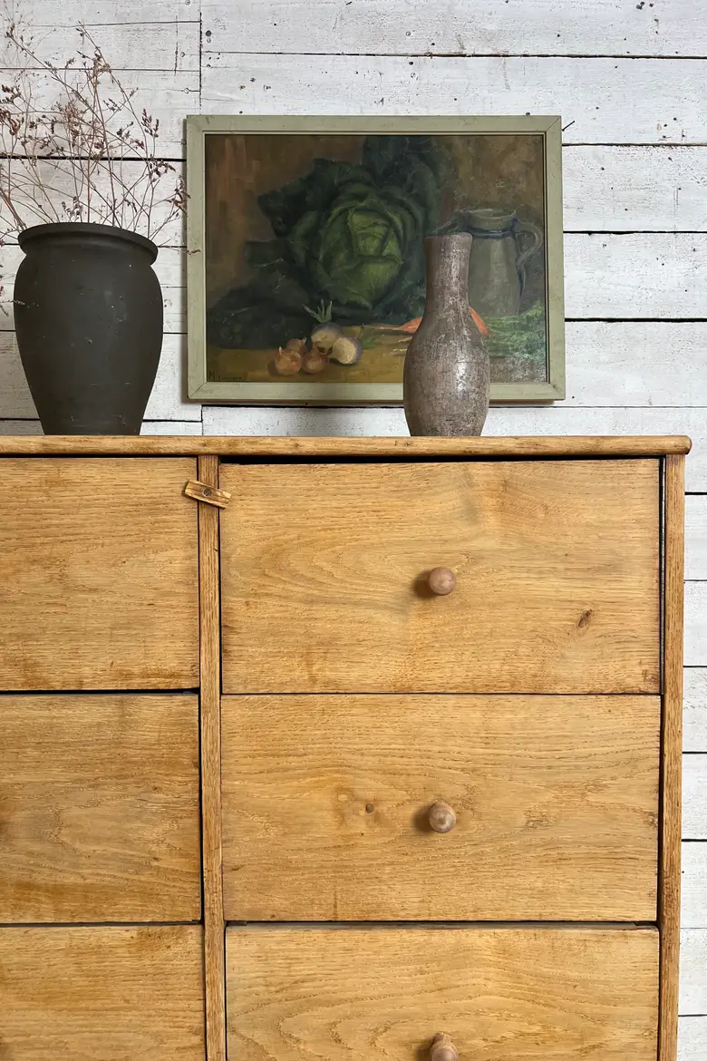 Ancien meuble d’atelier en sapin et chêne