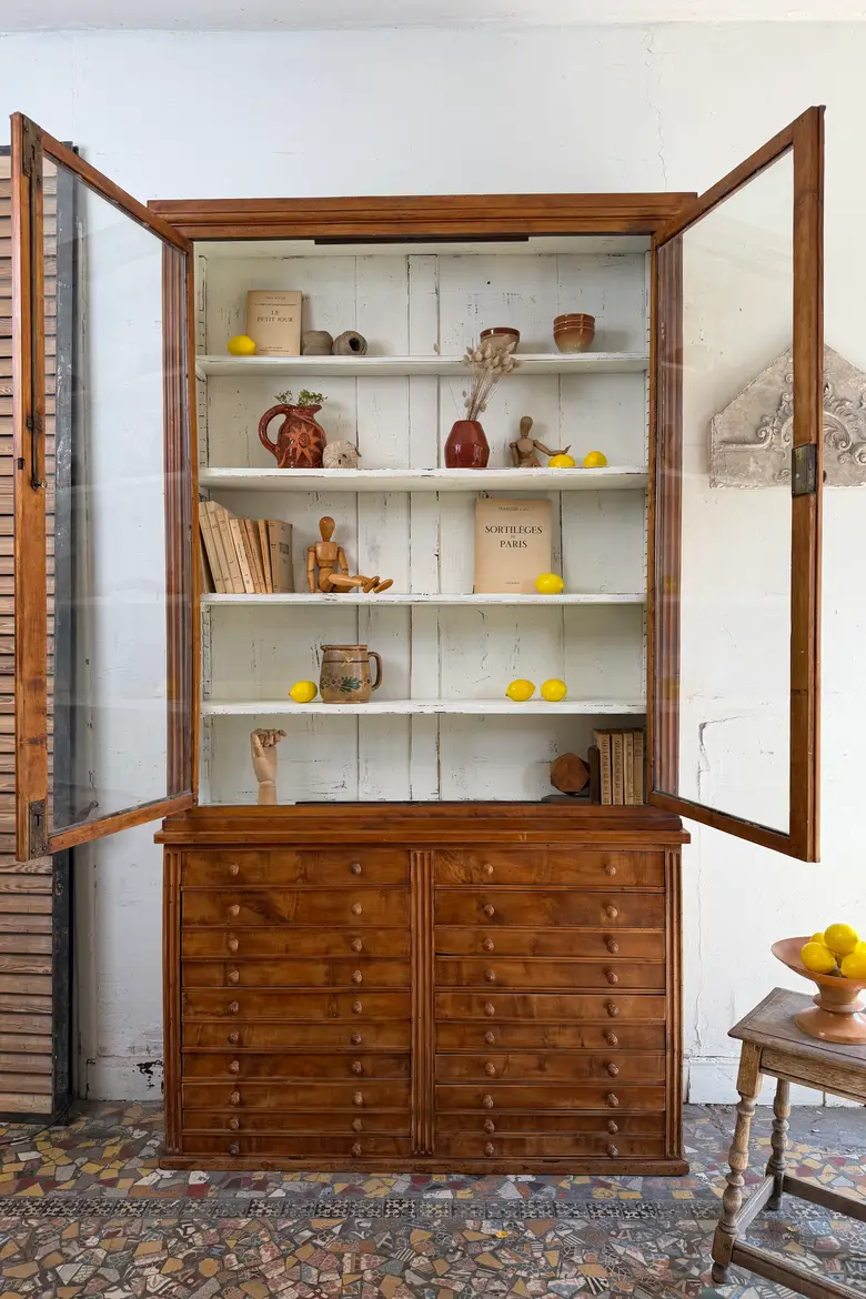 Ancien meuble de bijoutier en merisier – fin XIXe