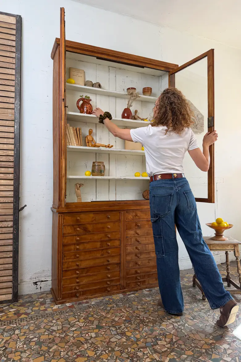 Ancien meuble de bijoutier en merisier – fin XIXe
