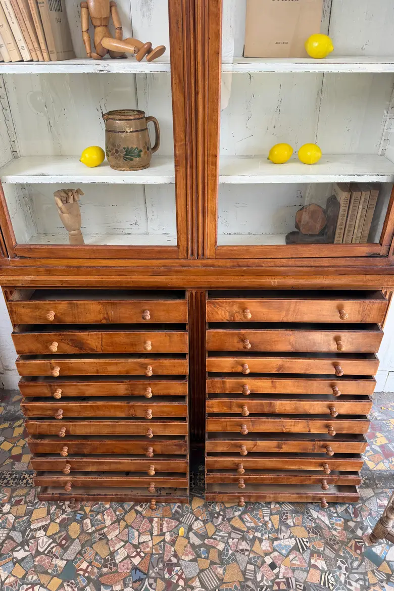 Ancien meuble de bijoutier en merisier – fin XIXe