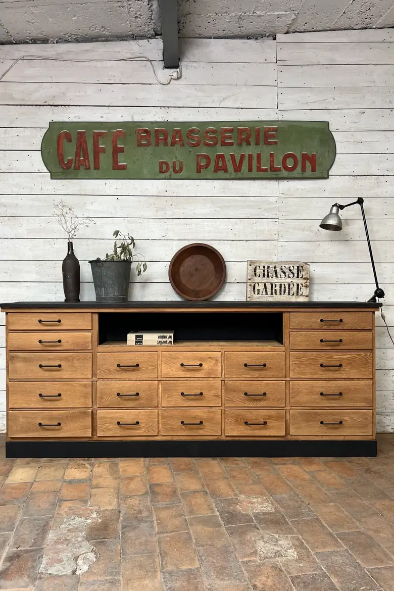 Ancien meuble de commerce en chêne - Années 50
