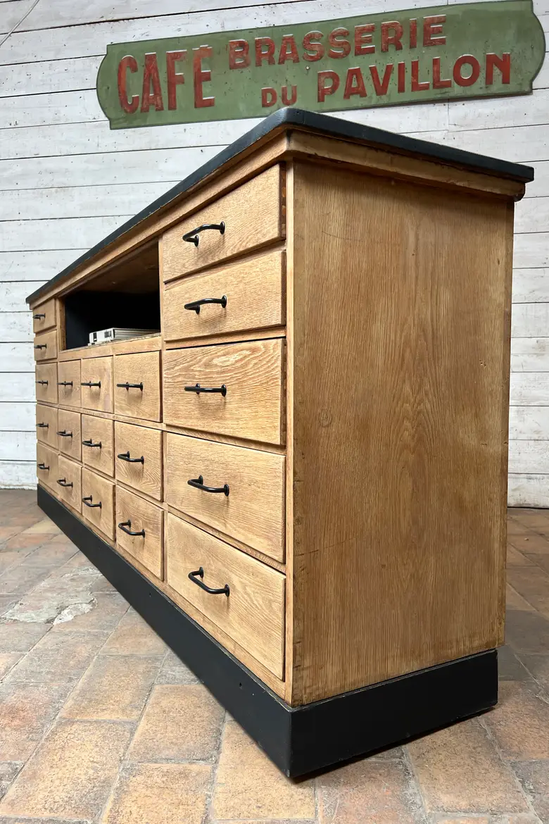 Ancien meuble de commerce en chêne - Années 50