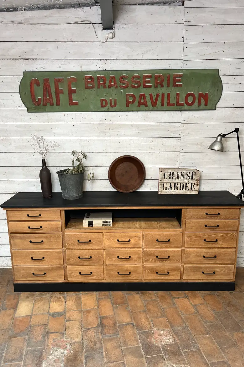 Ancien meuble de commerce en chêne - Années 50