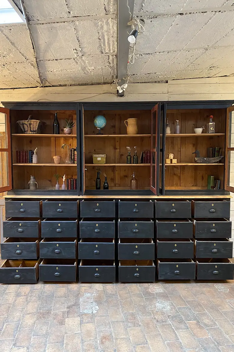 Ancien meuble de mercerie vitré Début XXème