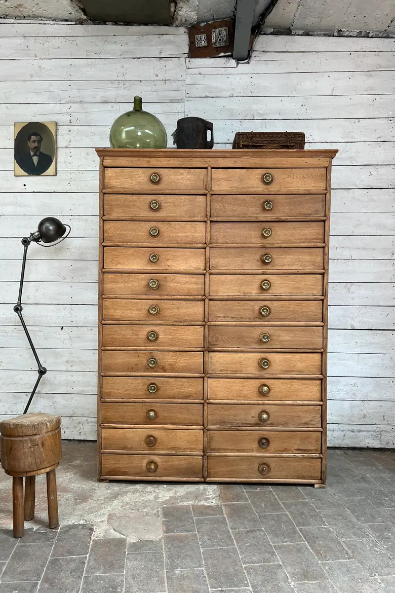Ancien meuble de métier en chêne – Début XXe