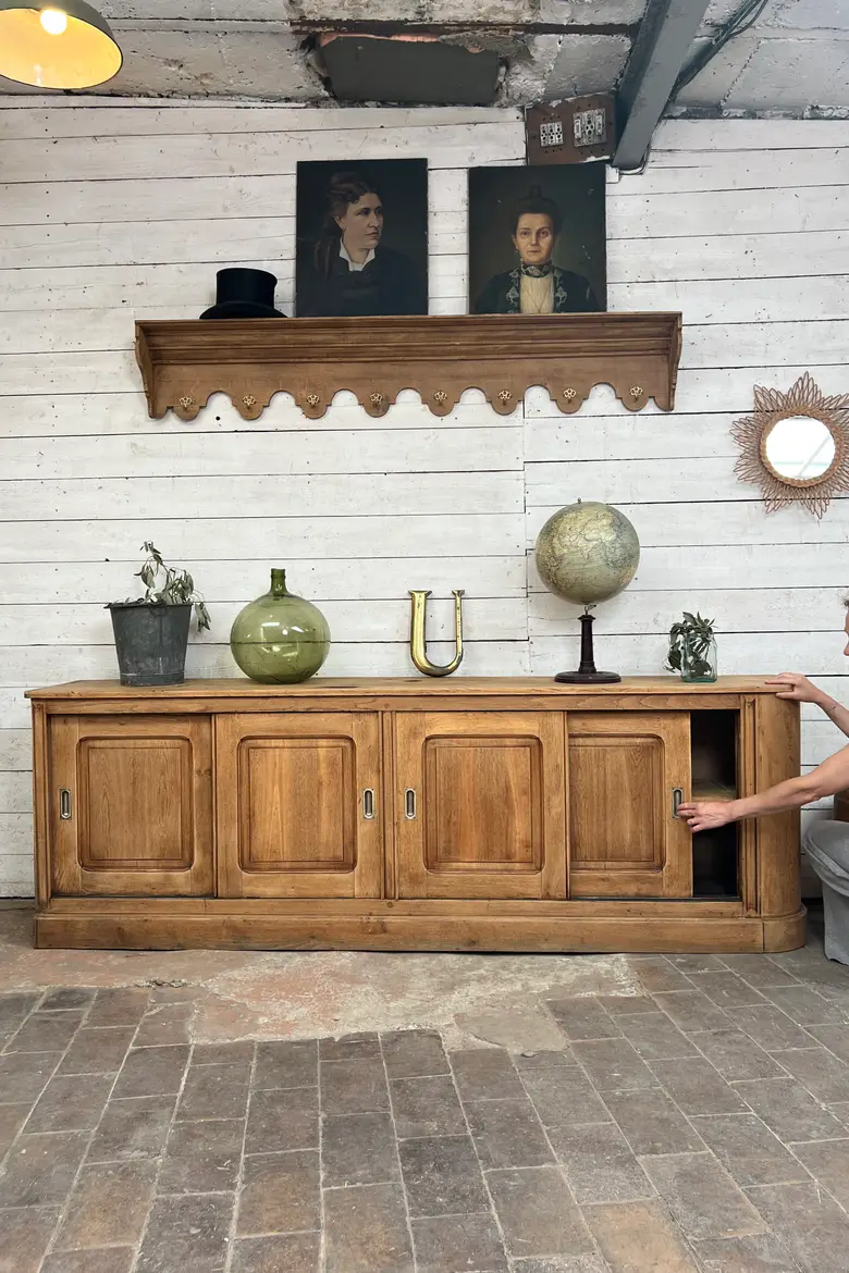 Ancien meuble de métier en chêne début XXe