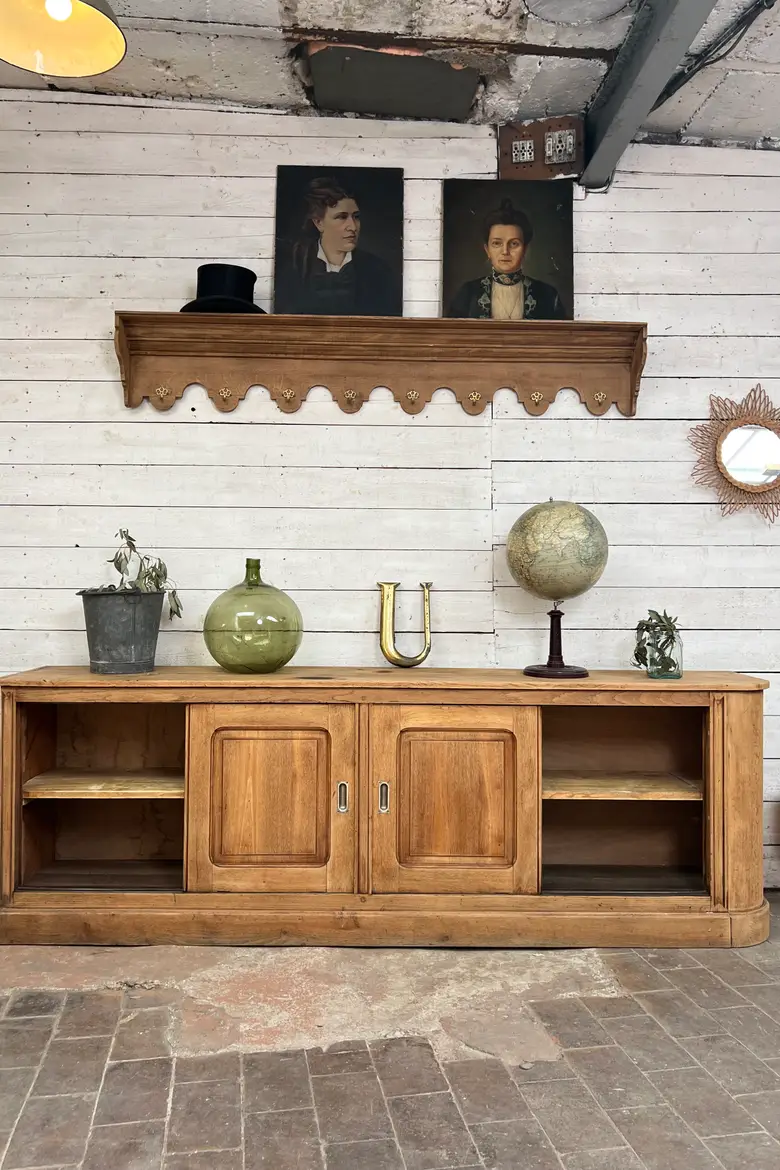 Ancien meuble de métier en chêne début XXe