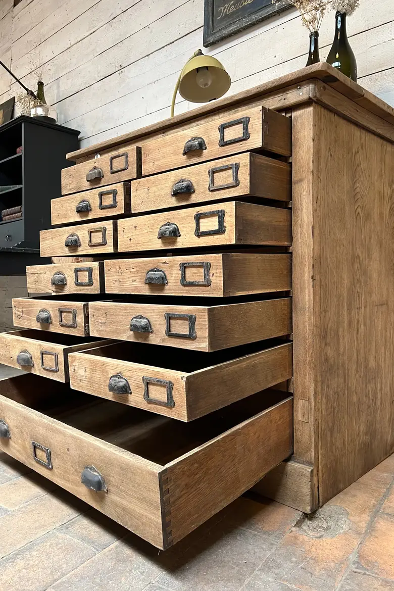 Ancien meuble de métier en chêne Début XXème
