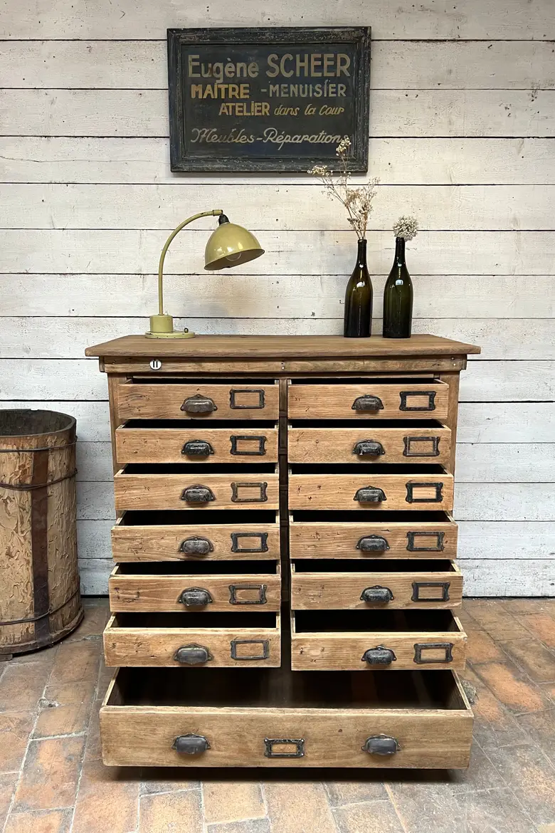Ancien meuble de métier en chêne Début XXème
