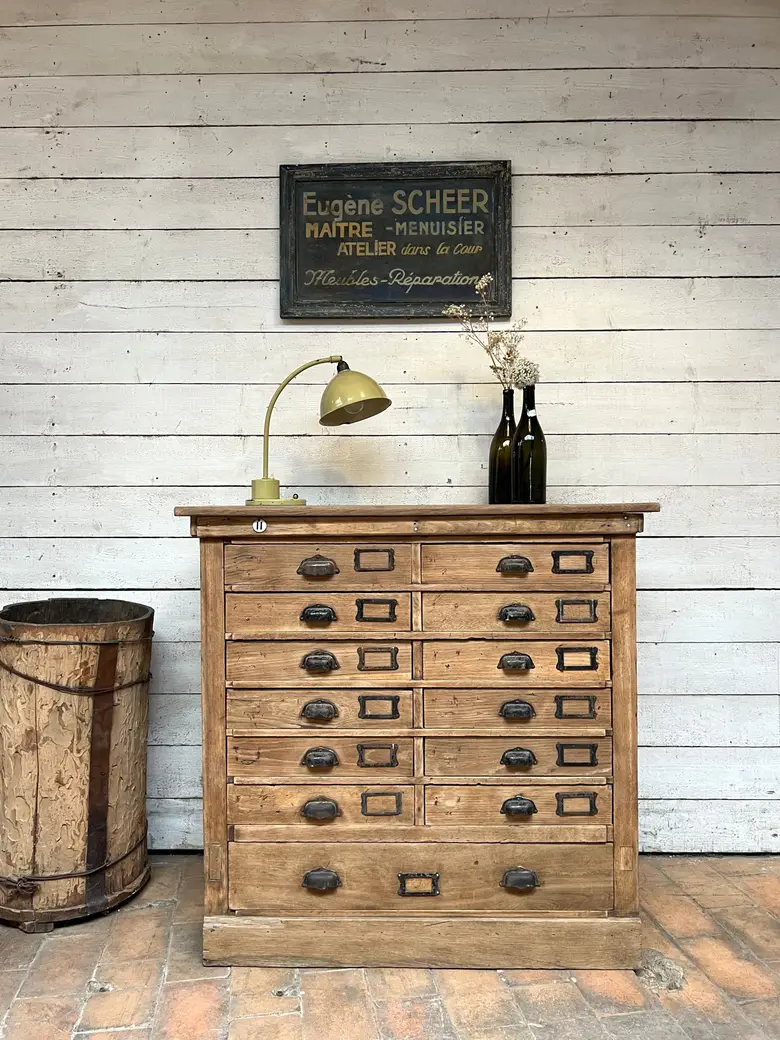 Ancien meuble de métier en chêne Début XXème