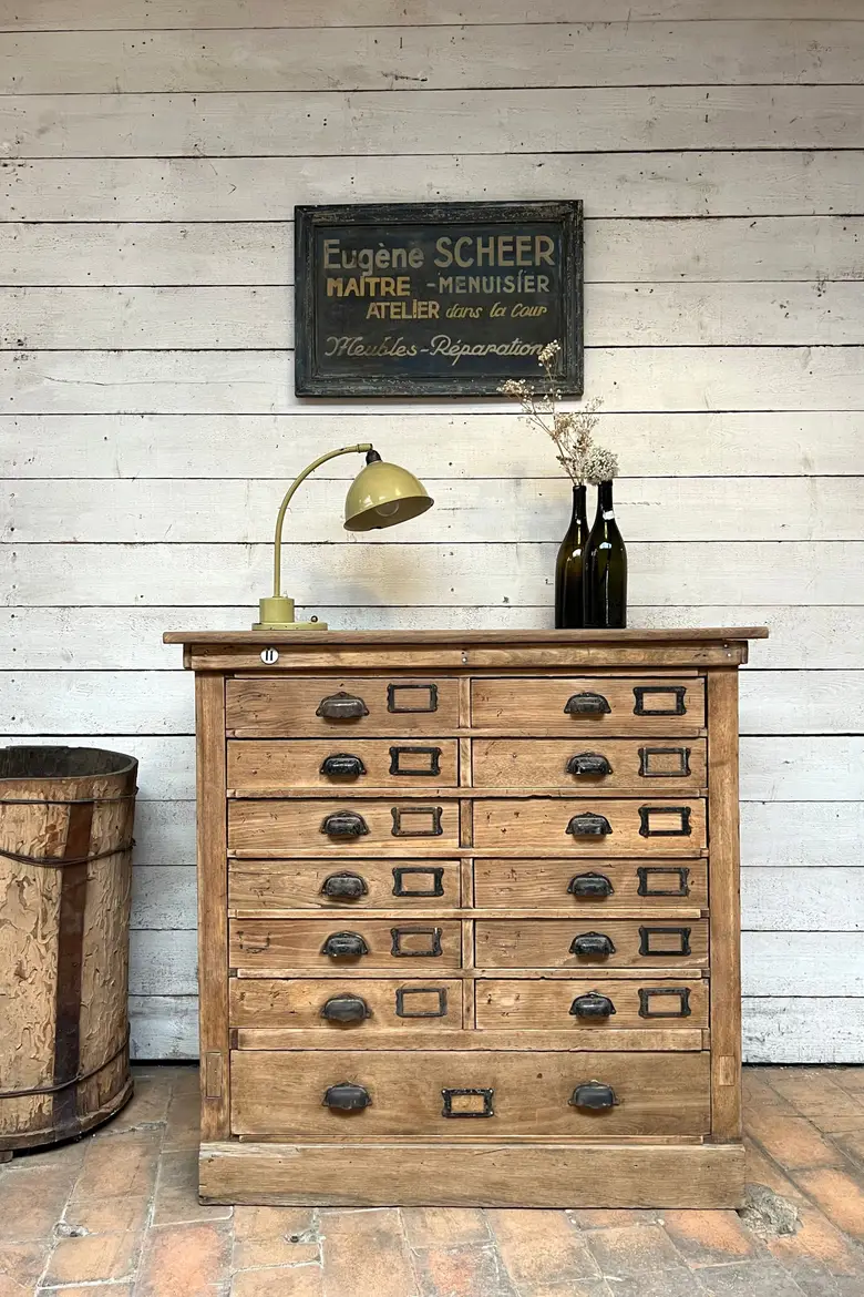 Ancien meuble de métier en chêne Début XXème