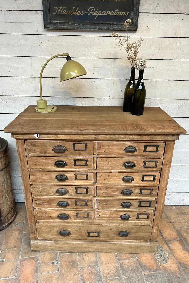 Ancien meuble de métier en chêne Début XXème