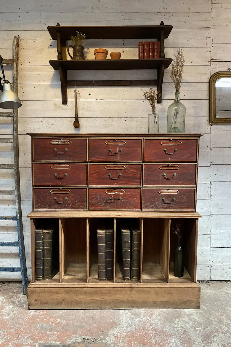 Ancien meuble de notaire en chêne Début XXème