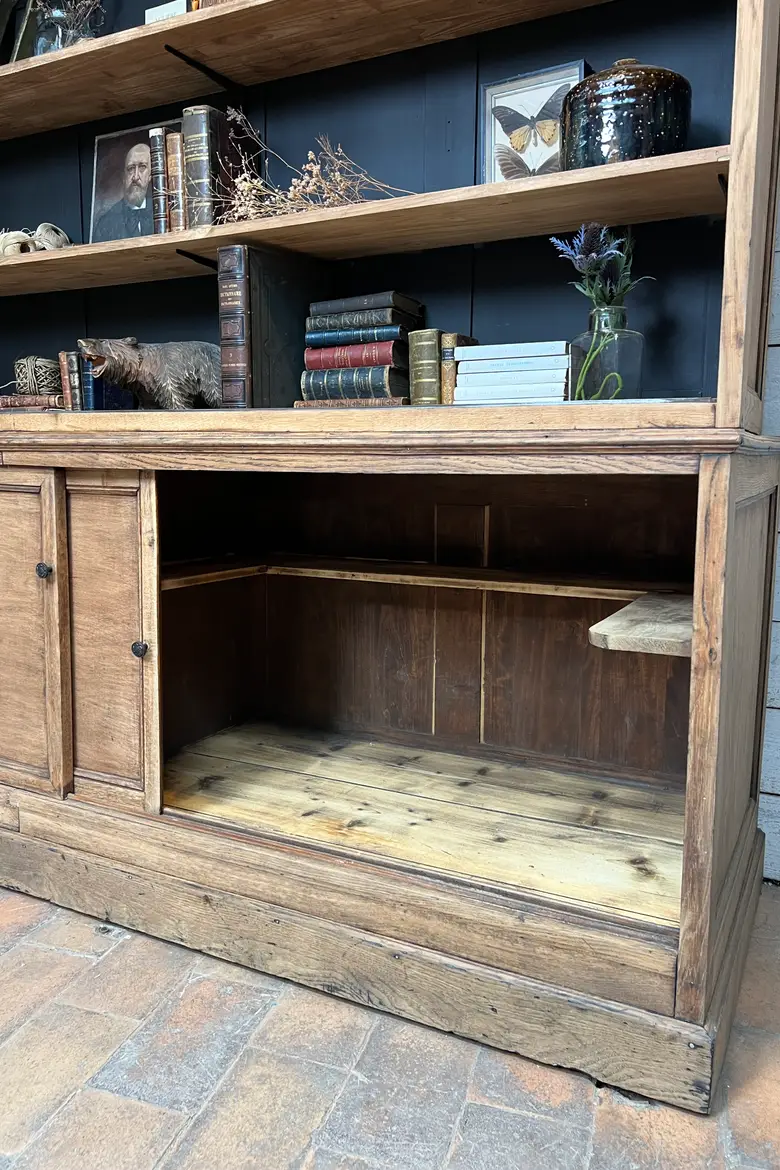 Ancien meuble d’épicerie en chêne – Deux parties
