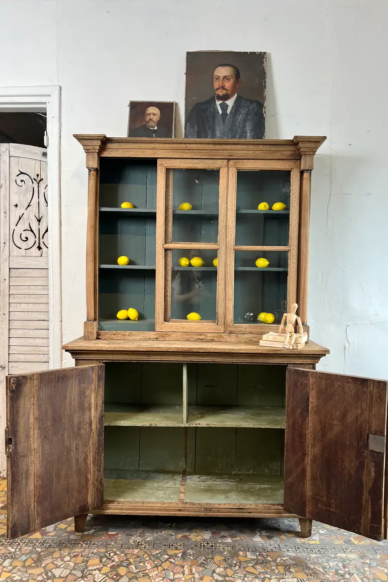 Ancien meuble deux corps en chêne – Début XIXe, époque Empire