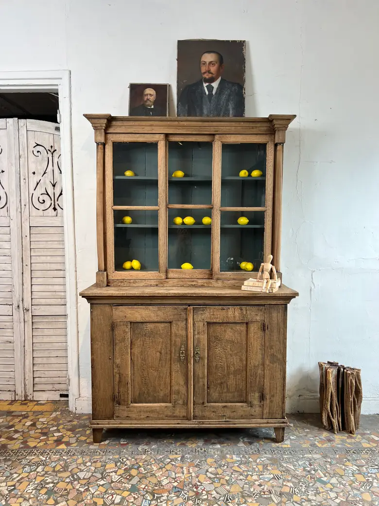Ancien meuble deux corps en chêne – Début XIXe, époque Empire