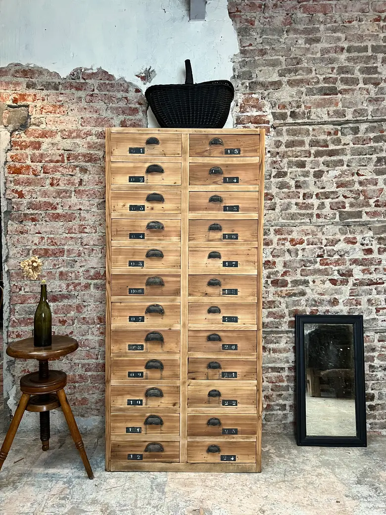 Ancien meuble d’imprimerie en sapin Début XXème