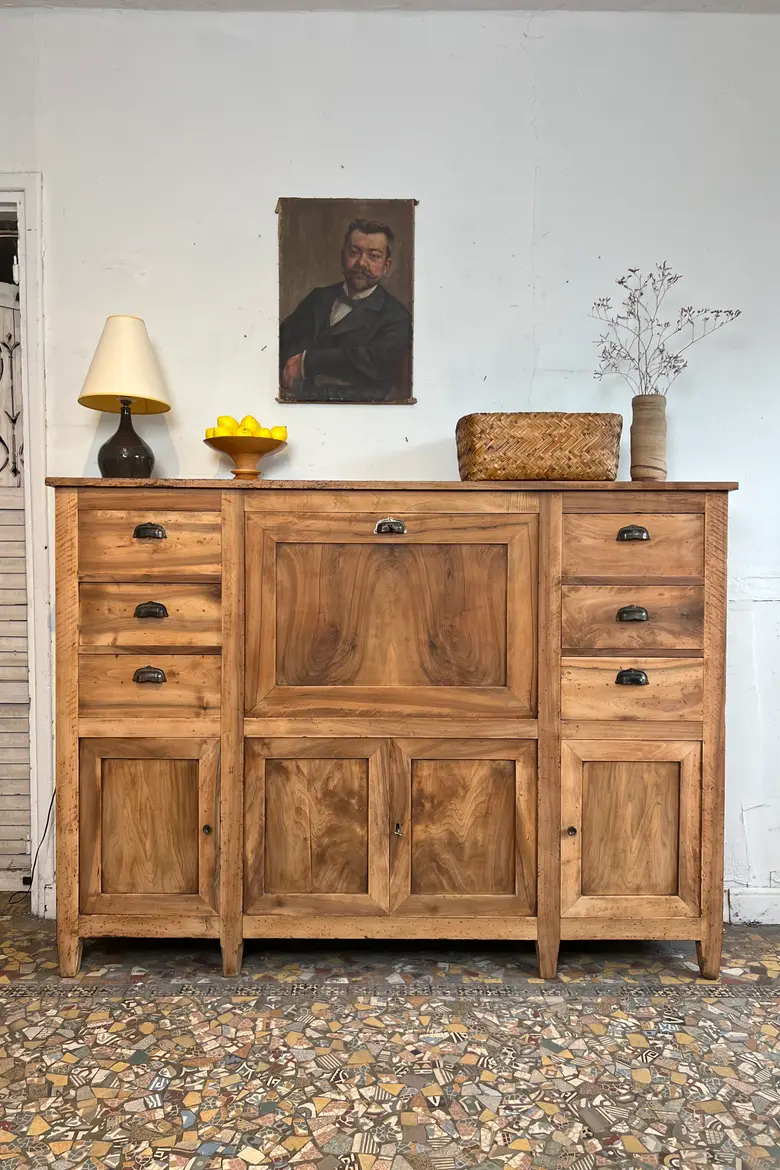 Ancien meuble secrétaire en noyer – début XXe