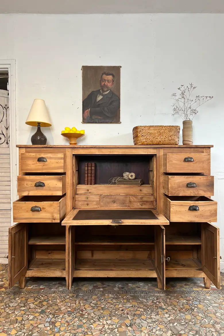 Ancien meuble secrétaire en noyer – début XXe
