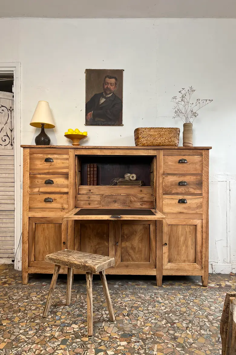 Ancien meuble secrétaire en noyer – début XXe