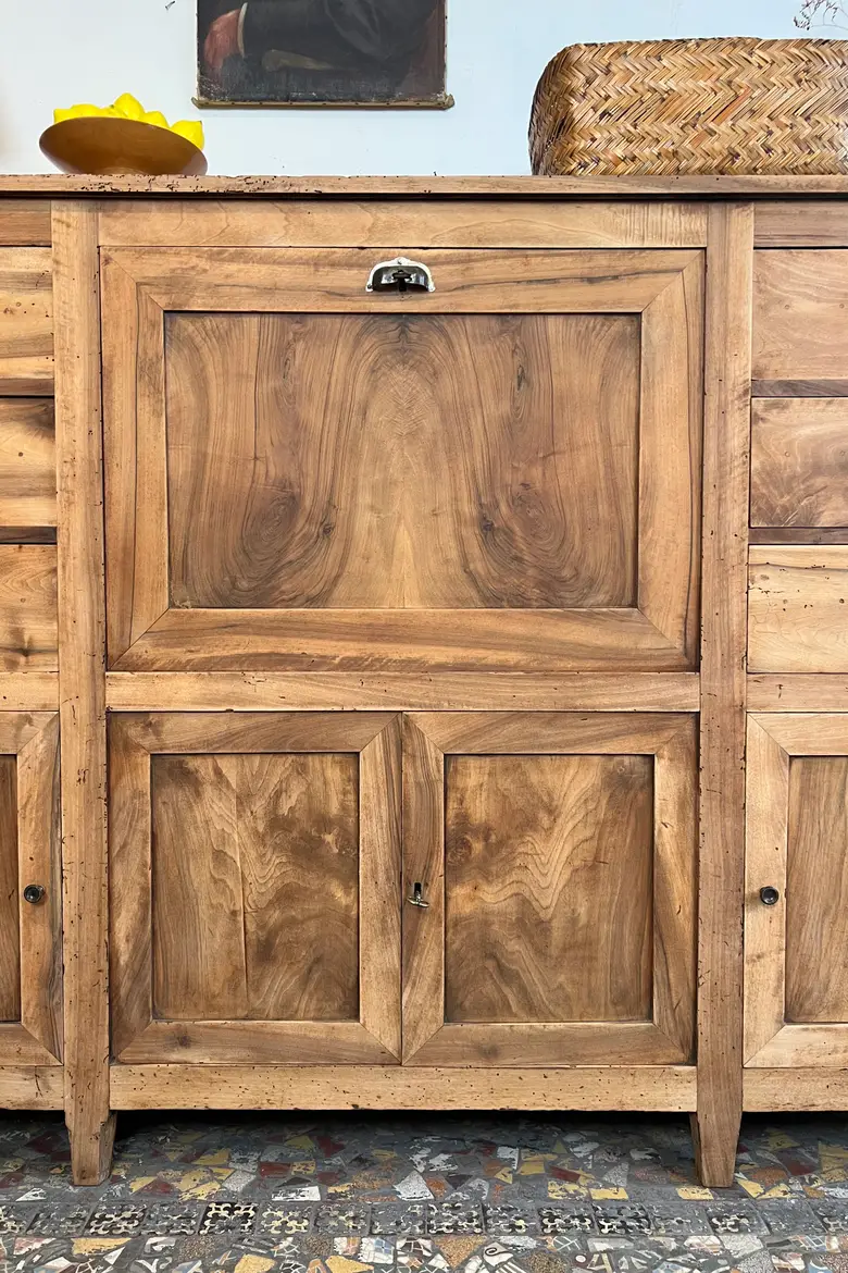 Ancien meuble secrétaire en noyer – début XXe