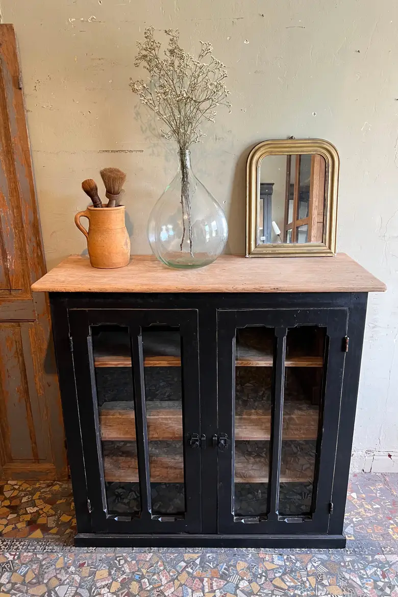 Ancien meuble vitré en bois Début XXème