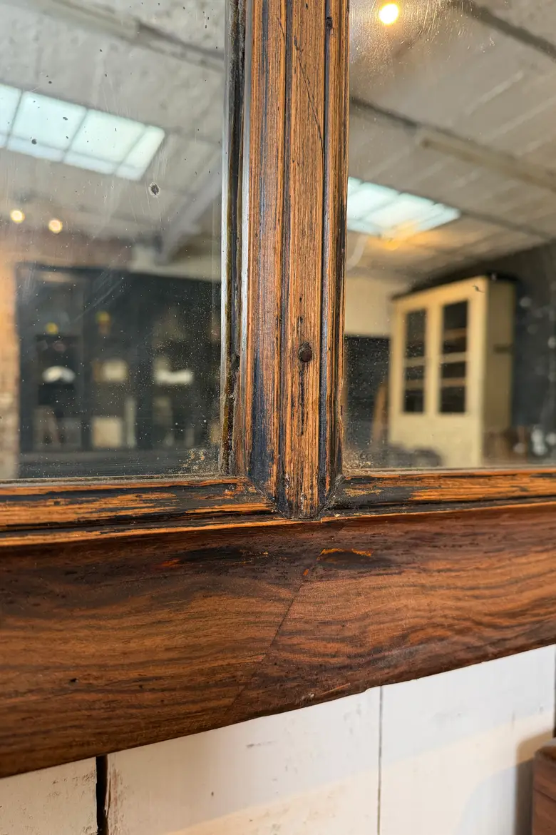 Ancien miroir de bistrot en noyer