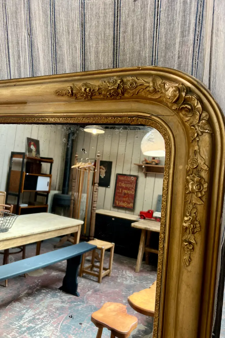 Ancien miroir doré au mercure