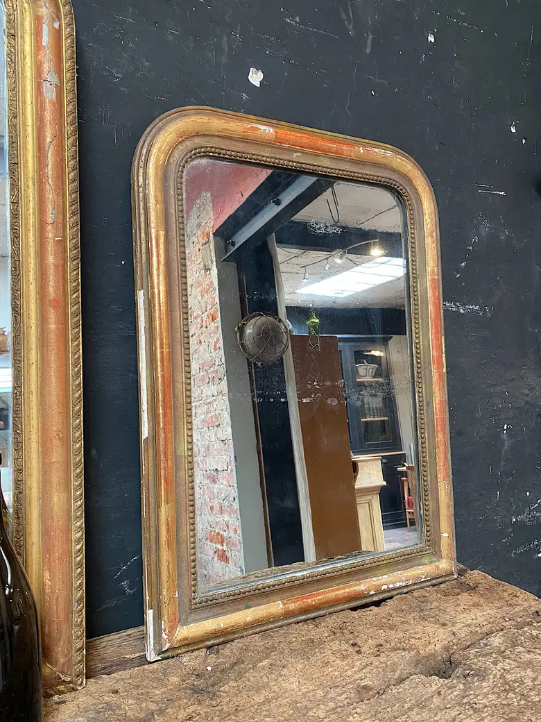 Ancien miroir doré au mercure Début XXème