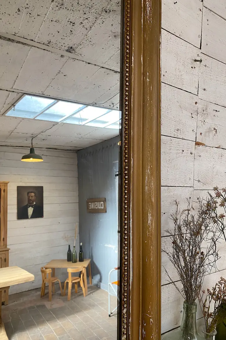 Ancien miroir doré au mercure Début XXème