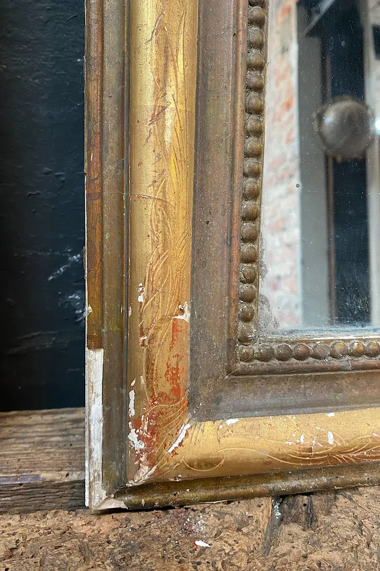 Ancien miroir doré  au mercure Début XXème