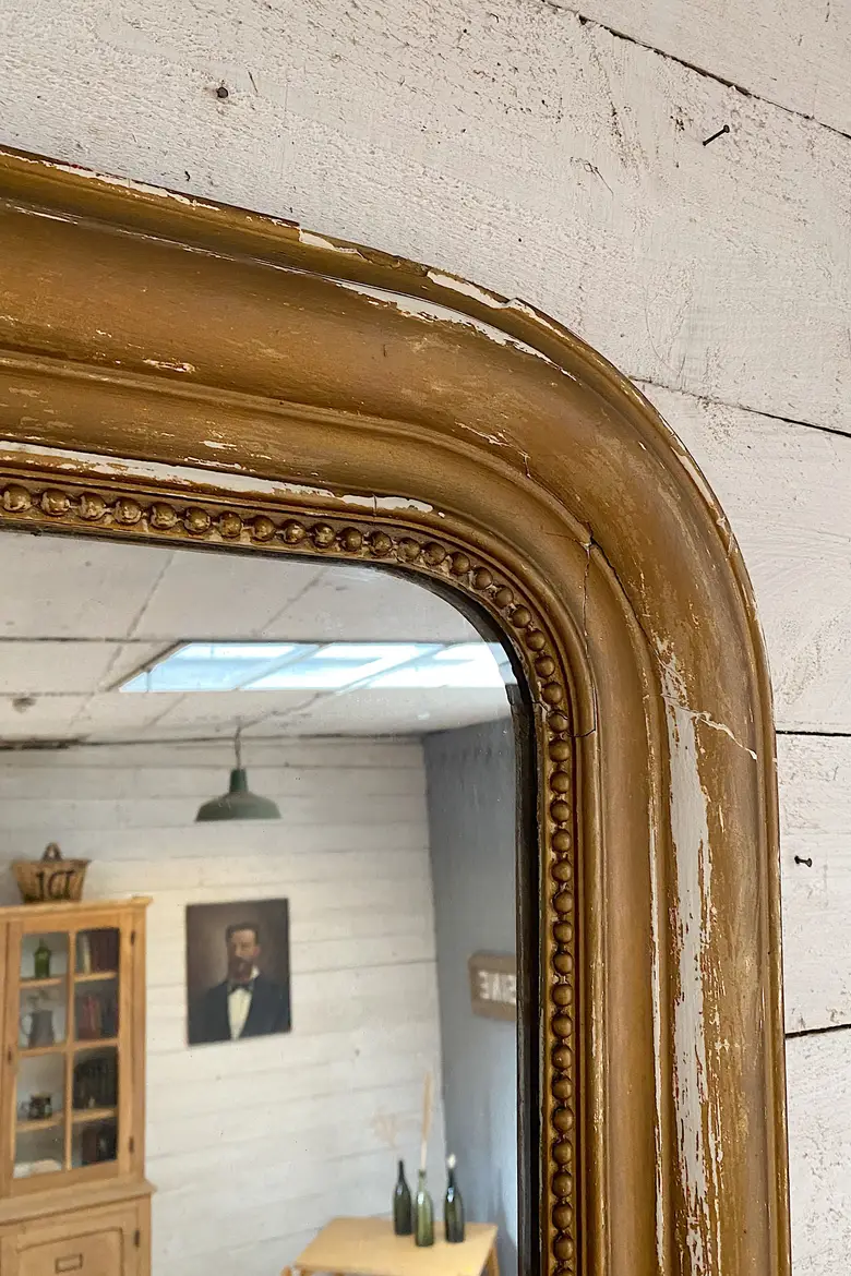 Ancien miroir doré au mercure Début XXème