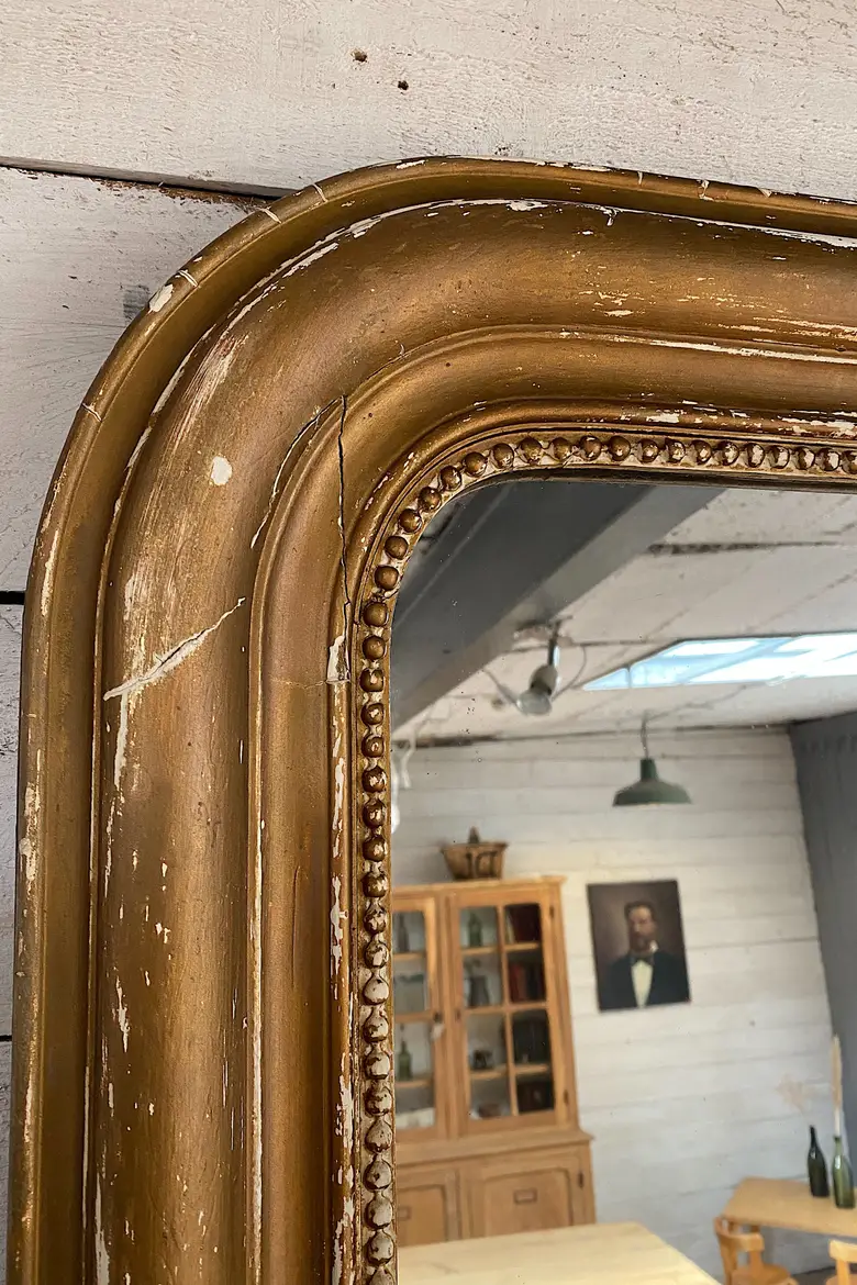 Ancien miroir doré au mercure Début XXème