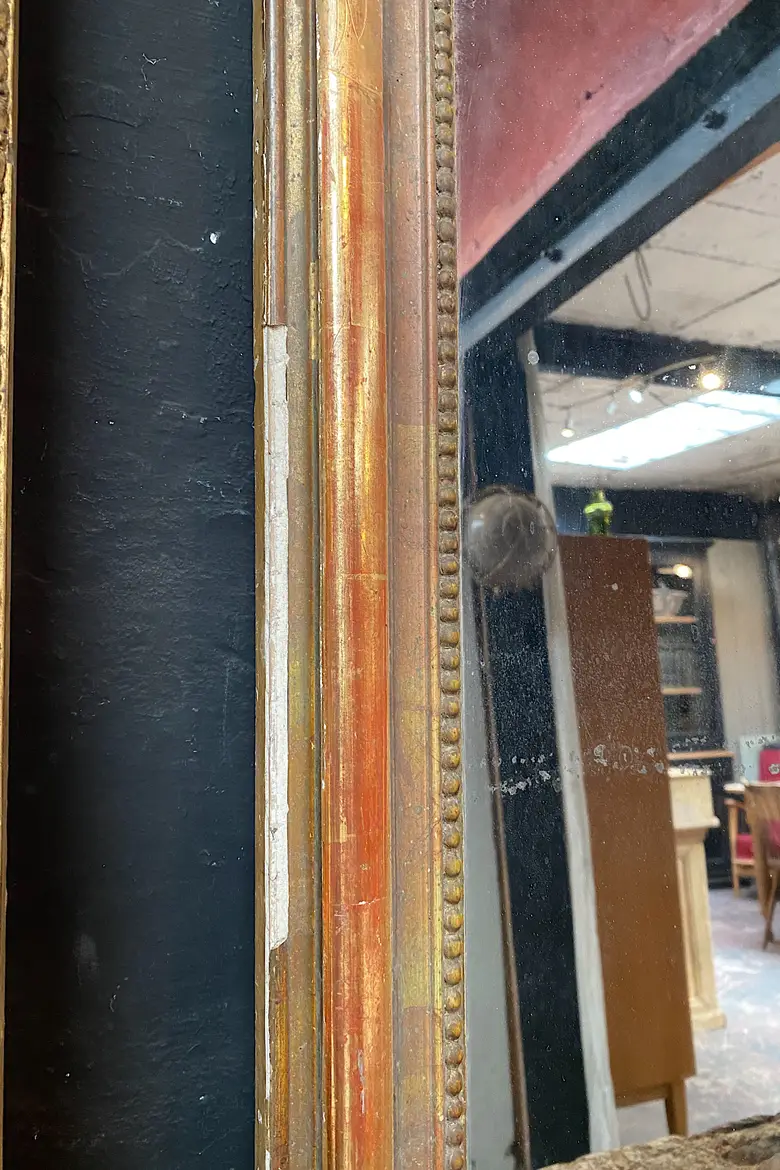 Ancien miroir doré  au mercure Début XXème
