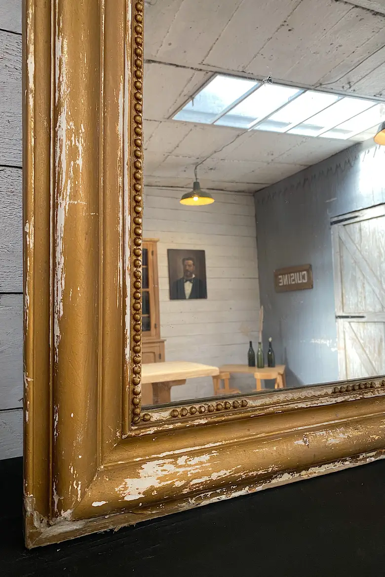 Ancien miroir doré au mercure Début XXème