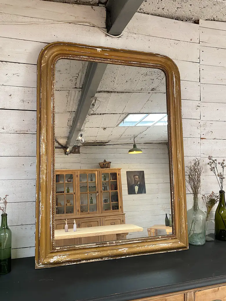 Ancien miroir doré au mercure Début XXème