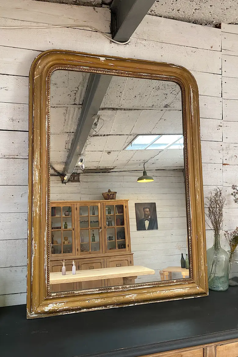 Ancien miroir doré au mercure Début XXème