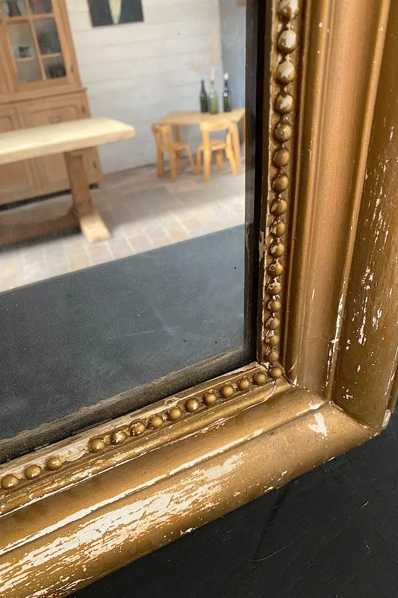 Ancien miroir doré au mercure Début XXème