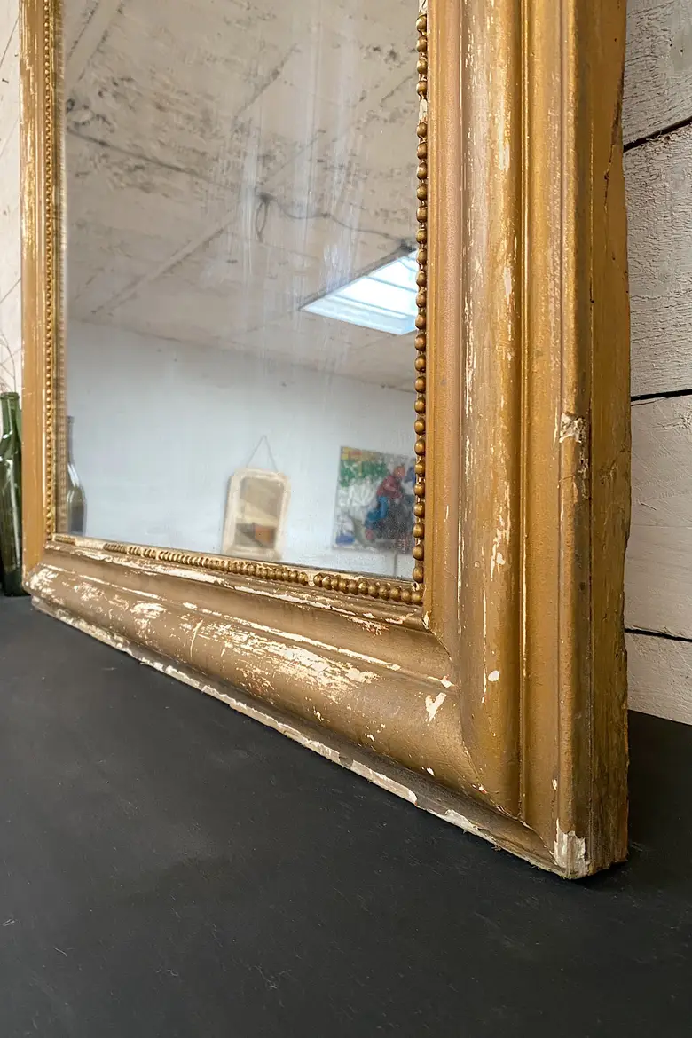 Ancien miroir doré au mercure Début XXème