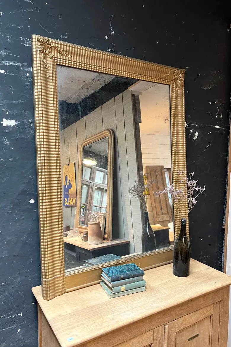 Ancien miroir doré au mercure Début XXème