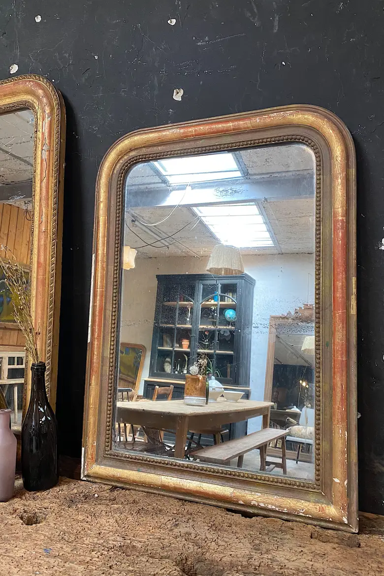 Ancien miroir doré  au mercure Début XXème