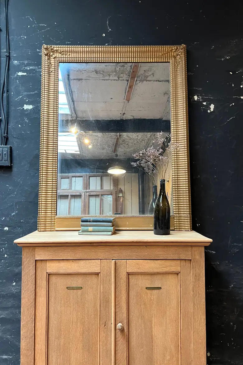 Ancien miroir doré au mercure Début XXème