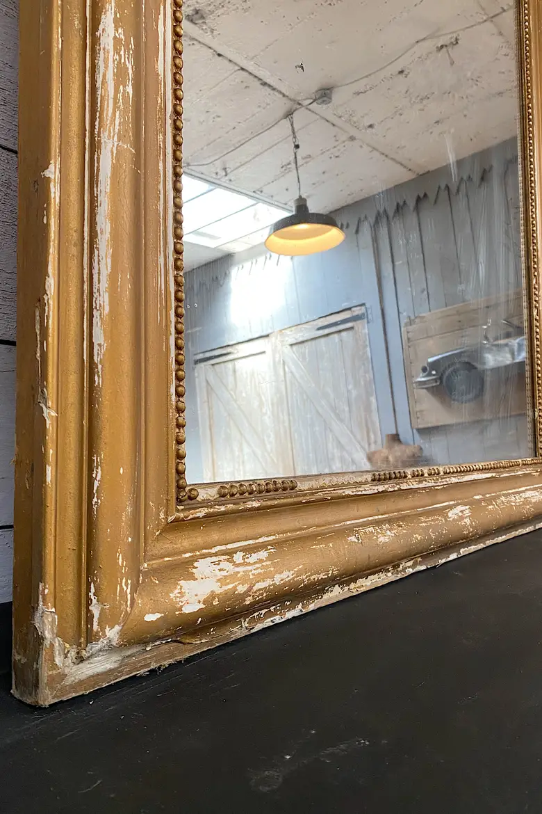 Ancien miroir doré au mercure Début XXème
