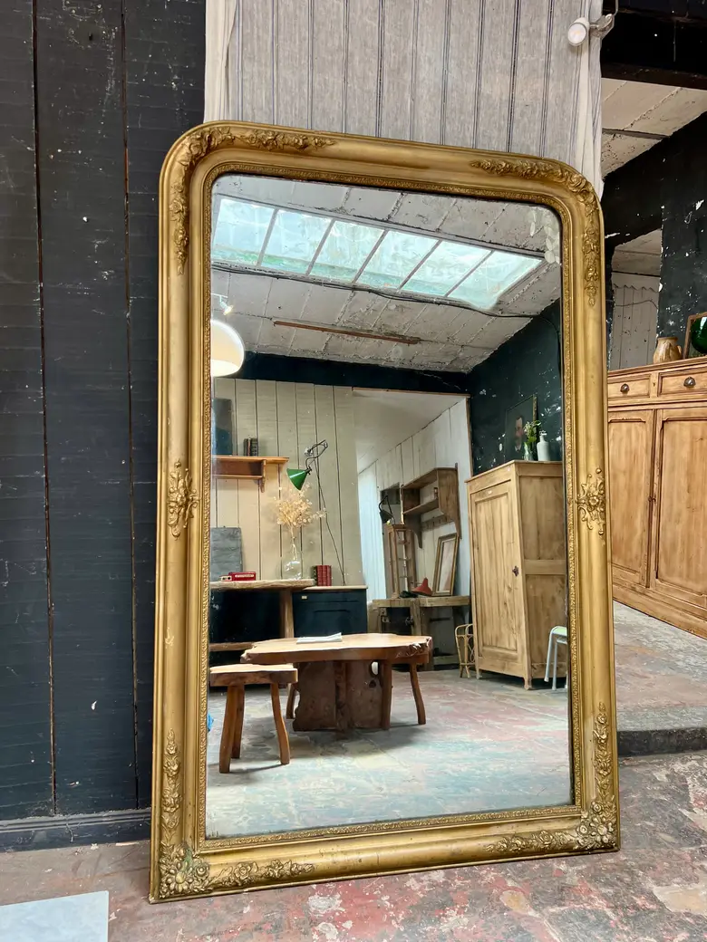 Ancien miroir doré au mercure