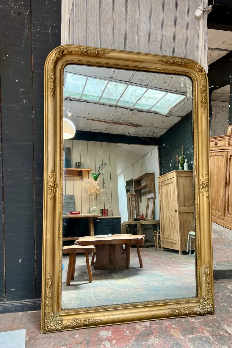 Ancien miroir doré au mercure