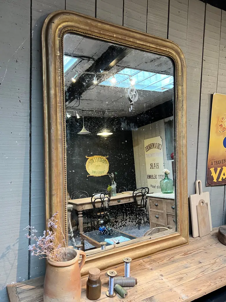 Ancien miroir doré de style Louis Philippe Début XXème